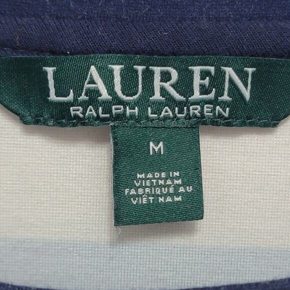 Lauren Ralph Lauren Top Medium Coastal Nautical Striped Bell Sleeve  607 *FLAW* - Picture 3 of 10